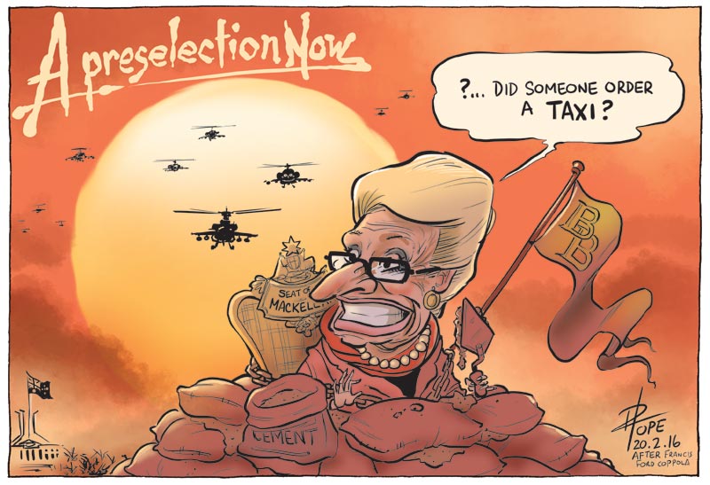 Cartoon: preselection heats up for Bronwyn Bishop's seat of Mackellar