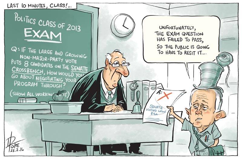 Cartoon: government proposes changes to the Senate voting system