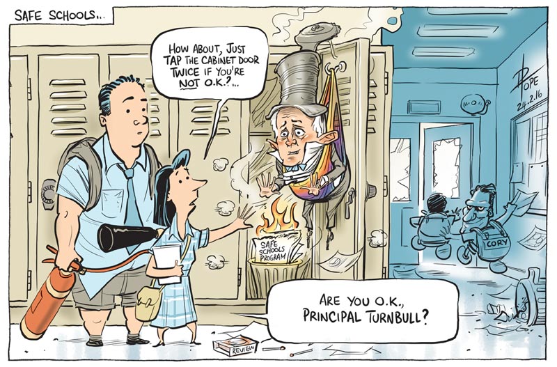 Cartoon: the government reviews the Safe Schools Program