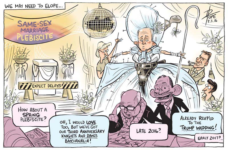 Cartoon: the government's same sex marriage plebiscite timetable