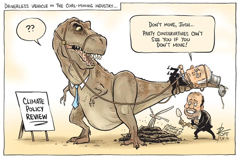 Cartoon: the government backbench baulks at the climate policy review