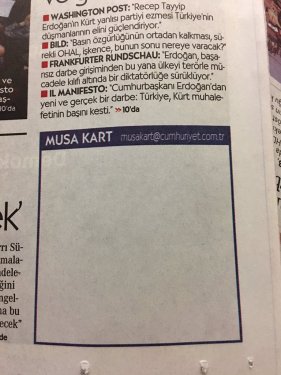 Photo: blank cartoon panel, following the arrest of Turkish cartoonist Musa Kart