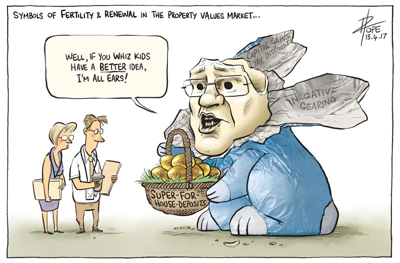 Cartoon: the Treasurer's Easter gift to young home buyers