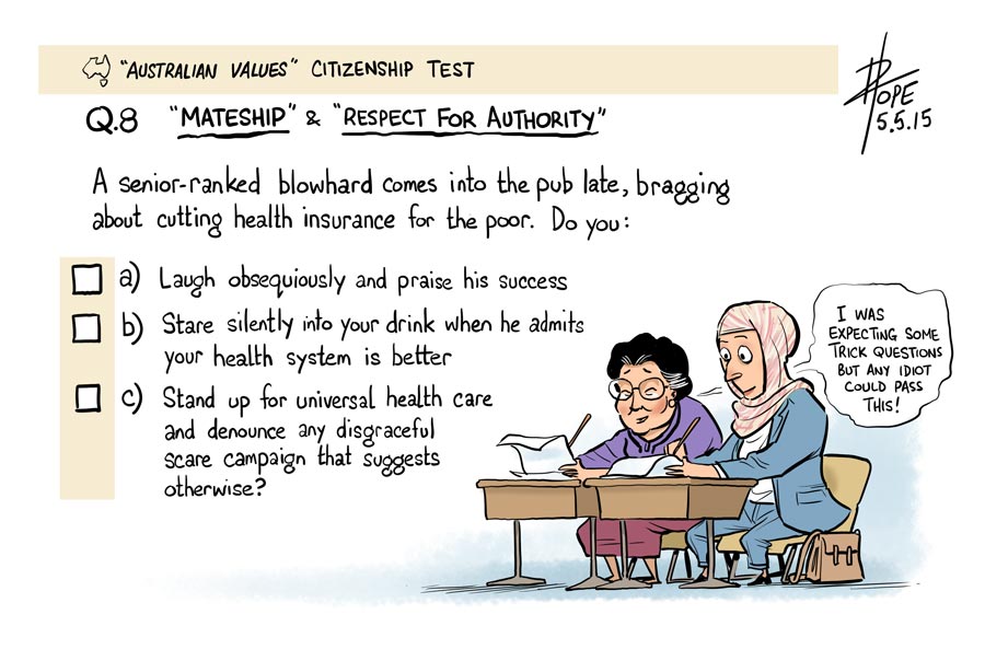 Cartoon: Australian values test