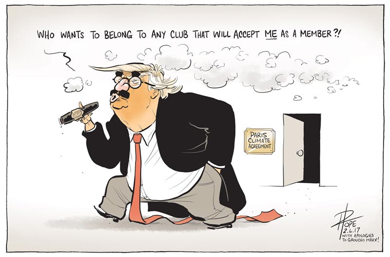 Cartoon: Trump seeks to quit the Paris Climate Agreement